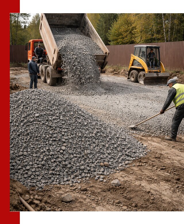 Отсыпка участка щебнем с доставкой и уплотнением в Сыктывкаре