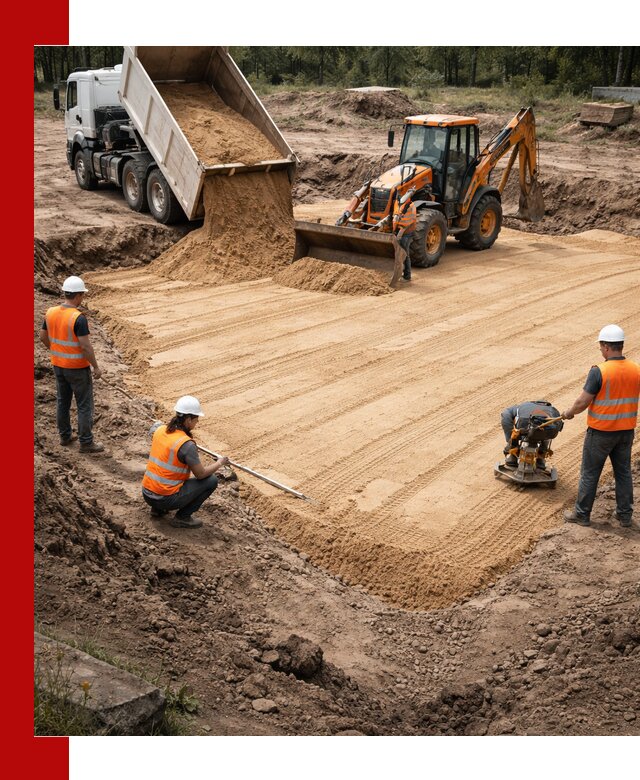 Устройство песчаной подушки для фундаментов и дорог в Сыктывкаре